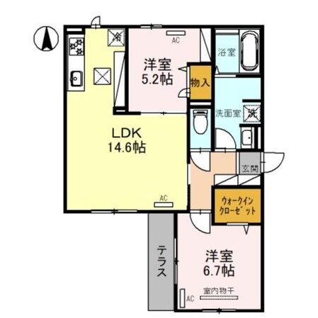 文の里駅 徒歩6分 2階の物件間取画像